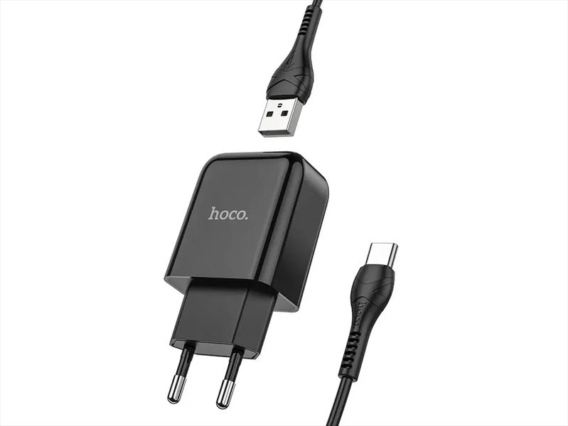 Зарядний пристрій 220В USBx1 з кабелем USB - Type-C Hoco N2 Vigour 130шт 8137 8137 фото