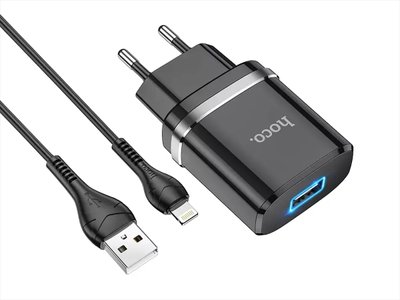 Зарядное устройство 220В USBx1 с кабелем USB - Lightning Hoco N1 Ardent 120шт 8135 8135 фото