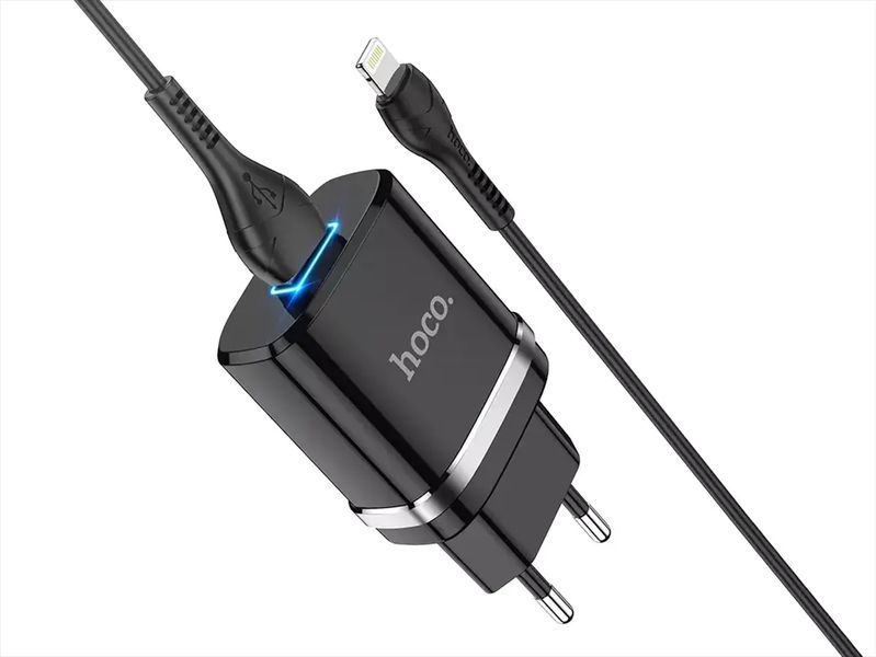 Зарядний пристрій 220В USBx1 з кабелем USB - Lightning Hoco N1 Ardent 120шт 8135 8135 фото