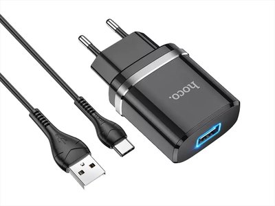 Зарядний пристрій 220В USBx1 з кабелем USB - Type-C Hoco N1 Ardent 120шт 8134 8134 фото