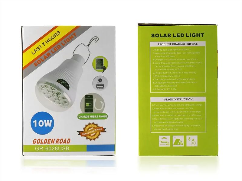 Лампа диодная для кемпинга USB Solar панель Golden Road GR-6028USB 80шт 7455 7455 фото