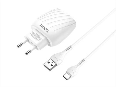 Зарядний пристрій 220В USBx2 з кабелем USB - Type-c Hoco C78A Max Energy 120шт 8125 8125 фото
