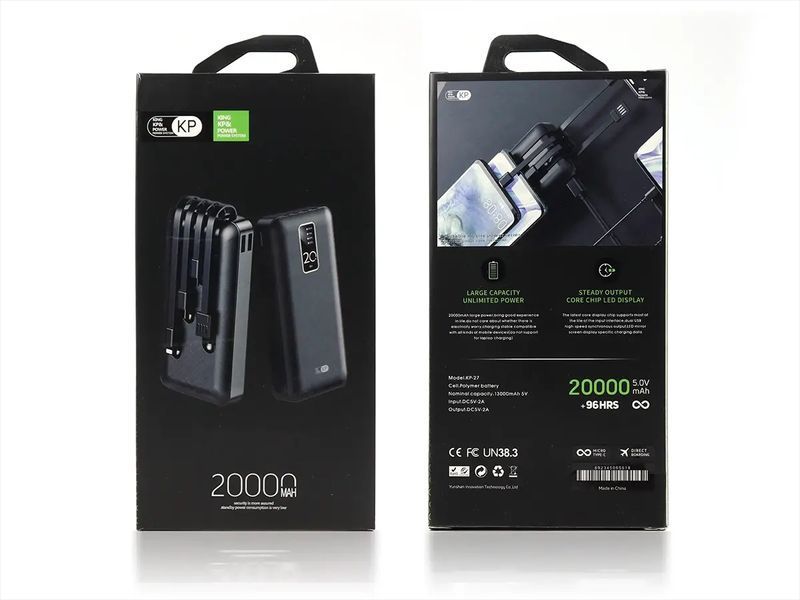 Зовнішній акумулятор (power bank) 20000мАг KP KP-27 49шт 7156 7156 фото