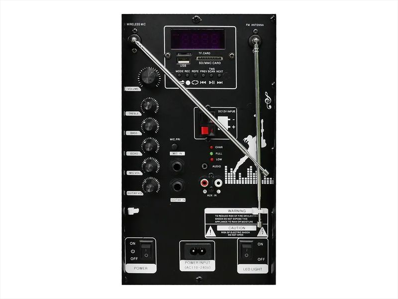Акустична переносна колонка ZXX-9191 60Вт 12" 67х38х32см TWS/FM/USB/TF/SD/BT/REC/LED/2MIC 1шт 8215 8215 фото