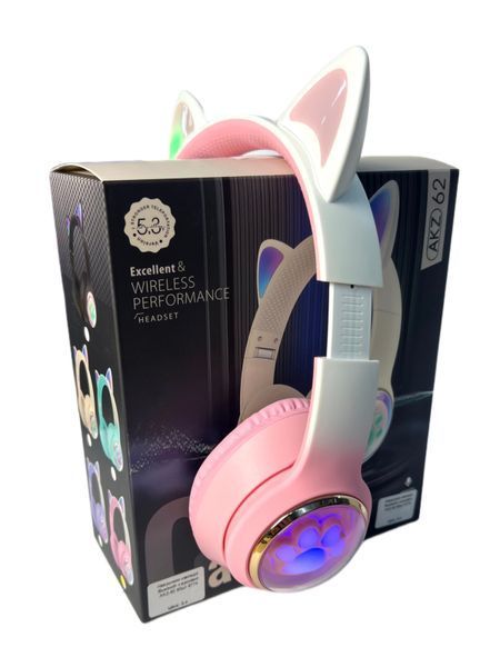 Наушники накладные Bluetooth Кошечка с ушками AKZ-62 80шт 6774 6774 фото