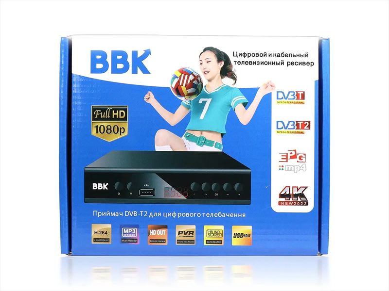 Цифровой эфирный приемник с экраном DVB-T2 IPTV/YouTube/WiFi/MP4/4K/1080 BBK 60шт 7914 7914 фото