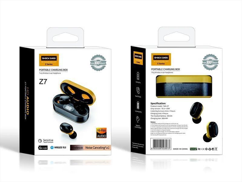 Гарнитура Double с кейсом Bluetooth Shock Bass TWS-Z7 100шт 7415 7415 фото