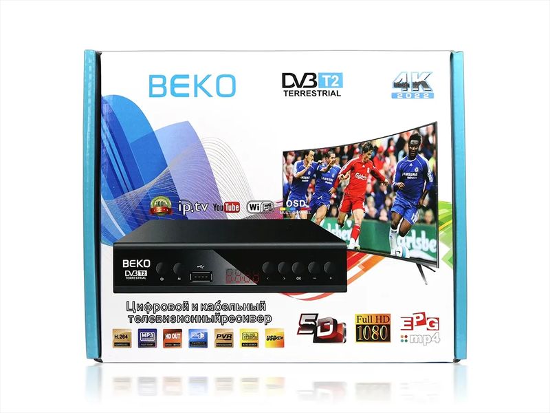 Цифровий ефірний приймач з екраном DVB-T2 IPTV/YouTube/WiFi/MP4/4K/1080 Beko 60шт 7913 7913 фото