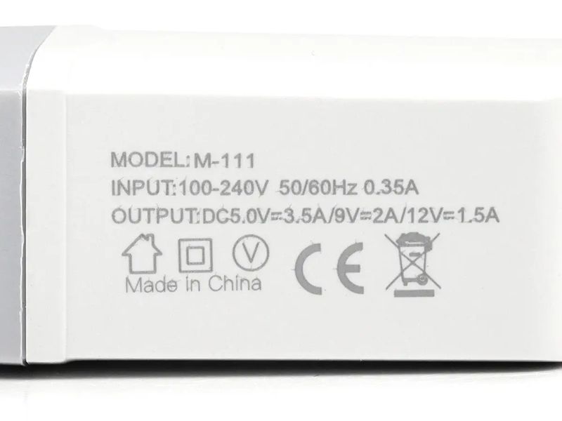 Зарядний пристрій 220В 3,5А QC3.0 USBx1 Fast Charger M-111 250шт 7360 7360 фото