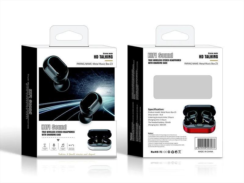 Гарнитура Double с кейсом Bluetooth Metal Music Box Z3 100шт 7416 7416 фото