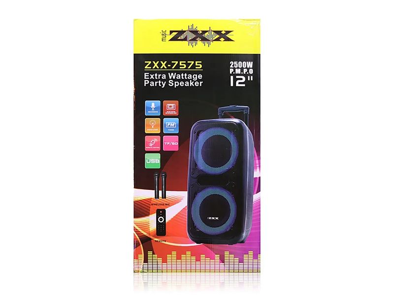Акустична переносна колонка ZXX-7575 60Вт 12" 80х39х33см USB/SD/FM/BT/TWS/2MIC/ДК 1шт 8163 8163 фото
