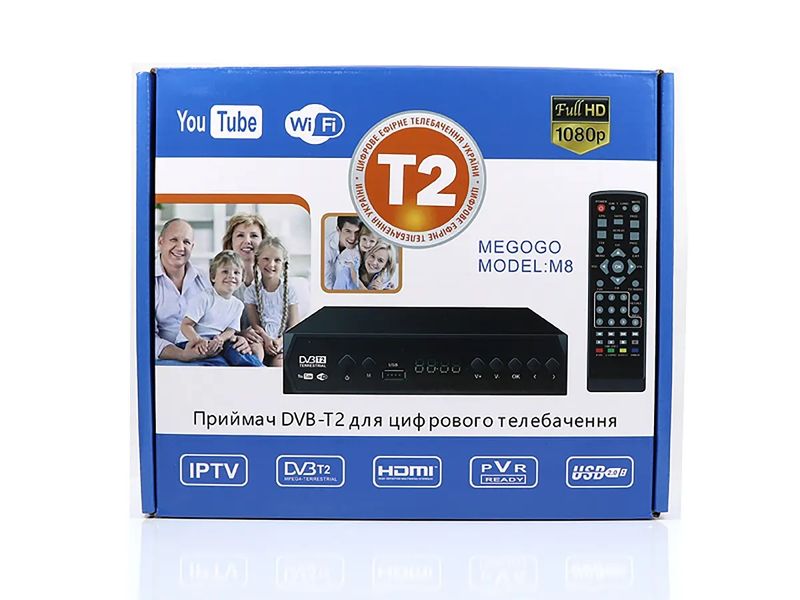 Цифровий ефірний приймач із екраном DVB-T2 метал. IPTV/YouTube/WiFi/MP4/1080 Megogo MG-2022 40шт 9439 9439 фото