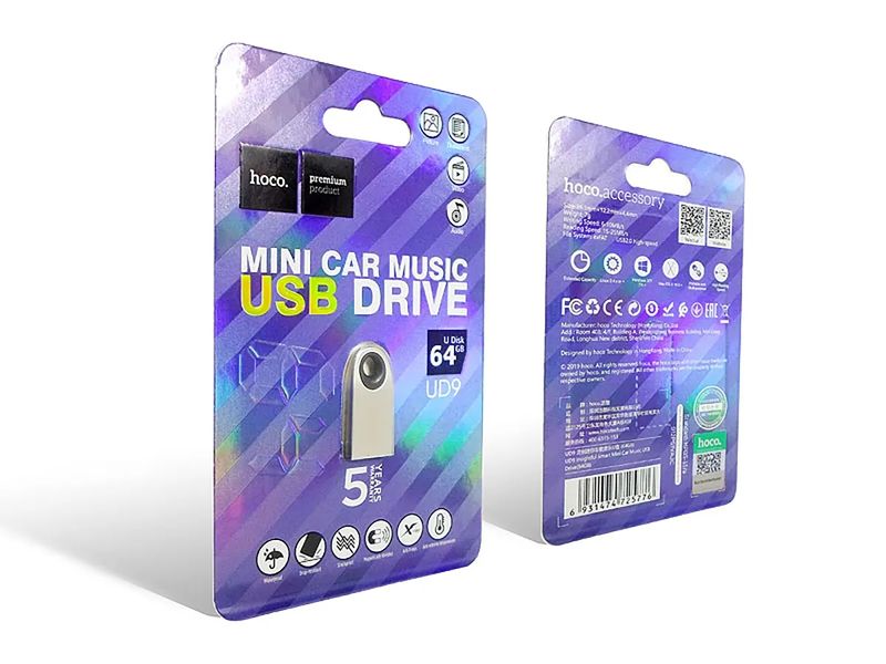 Флешка USB 64Гб Hoco Smart Mini Car Music UD9 200шт 9629 9629 фото