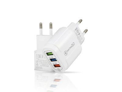 Зарядное устройство 220В 3,5А QC3.0 USBx3 Travel Charger 13-222 500шт 7344 7344 фото