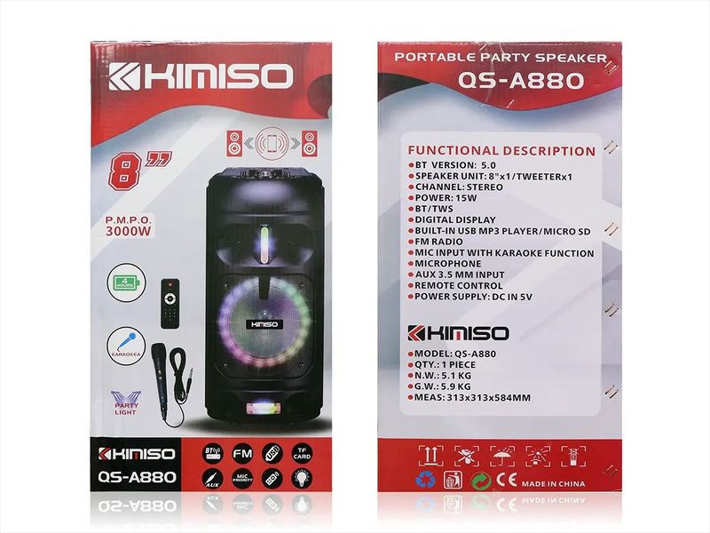 Колонка музична портативна Bluetooth Kimiso QS-A880 4шт 8826 8826 фото
