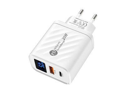 Зарядное устройство 220В 3,1А 20Вт QC3.0 USBx1 Type-Cx1 LCD Quick Charger AR-893 500шт 7132 7132 фото