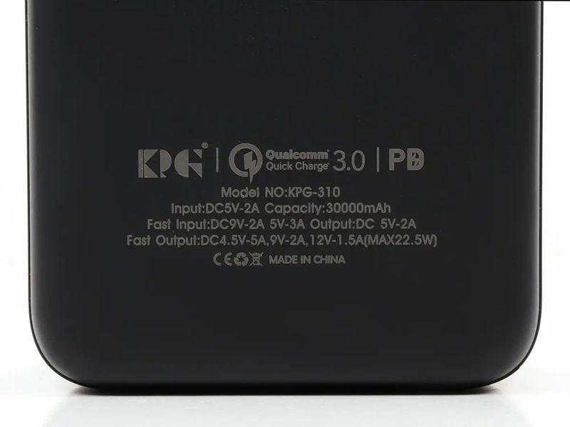 Зовнішній акумулятор (power bank) 30000мАг 22,5Вт KP KPG-310 30шт 7205 7205 фото