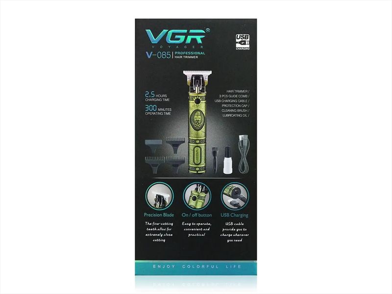 Машинка для стрижки волосся акумуляторна підзарядка від USB VGR V-085 40шт 7605 7605 фото