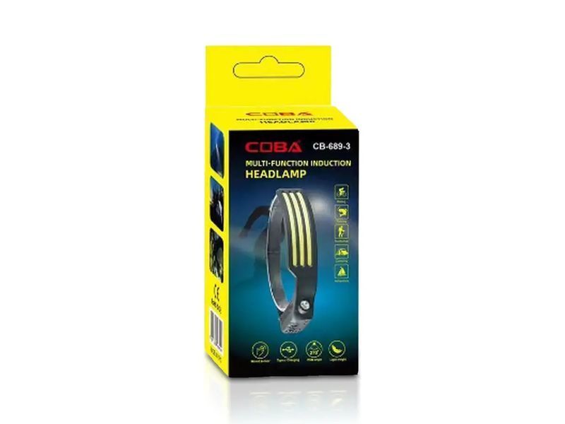 Фонарь налобный Type-C с сенсорным датчиком Coba CB-689-3 240шт 7574 7574 фото