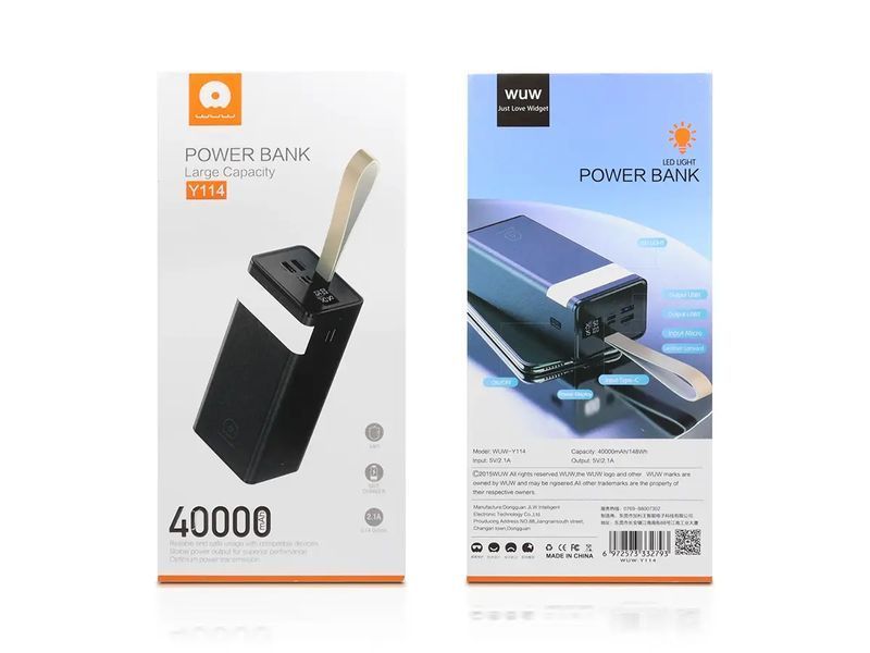 Зовнішній акумулятор (power bank) 40000мАг WUW-Y114 25шт 7208 7208 фото