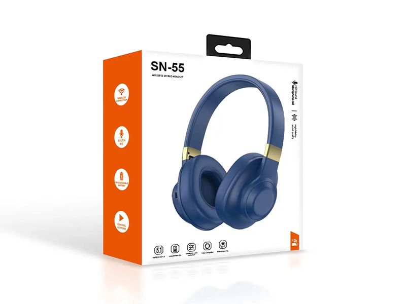 Навушники накладні з Bluetooth SN-55 60шт 6916 6916 фото
