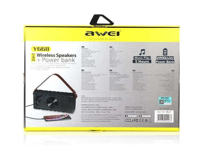 Мінідинамік Bluetooth AWEI Y668 10шт 8753 8753 фото