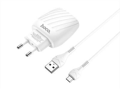 Зарядний пристрій 220В USBx2 з кабелем USB - micro USB Hoco C78A Max Energy 120шт 9962 9962 фото