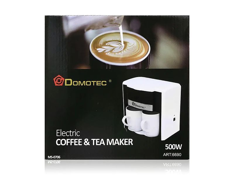 Кофеварка 2 чашки 500Вт 300мл 220В Domotec MS-0706 White 6шт 9519 9519 фото